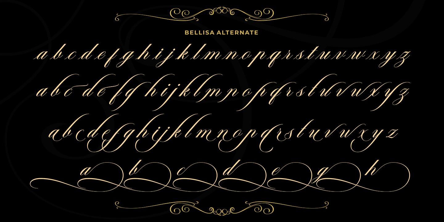 Beispiel einer Bellisa Script Ornamen-Schriftart